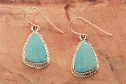 Genuine Kingman Turquoise Sterling Silver Earrings